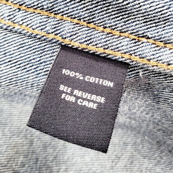 Eighty Eight Blue Denim Jean Don't Trip Stay Trippy Trucker Jacket Men's Size L - Picture 11 of 12